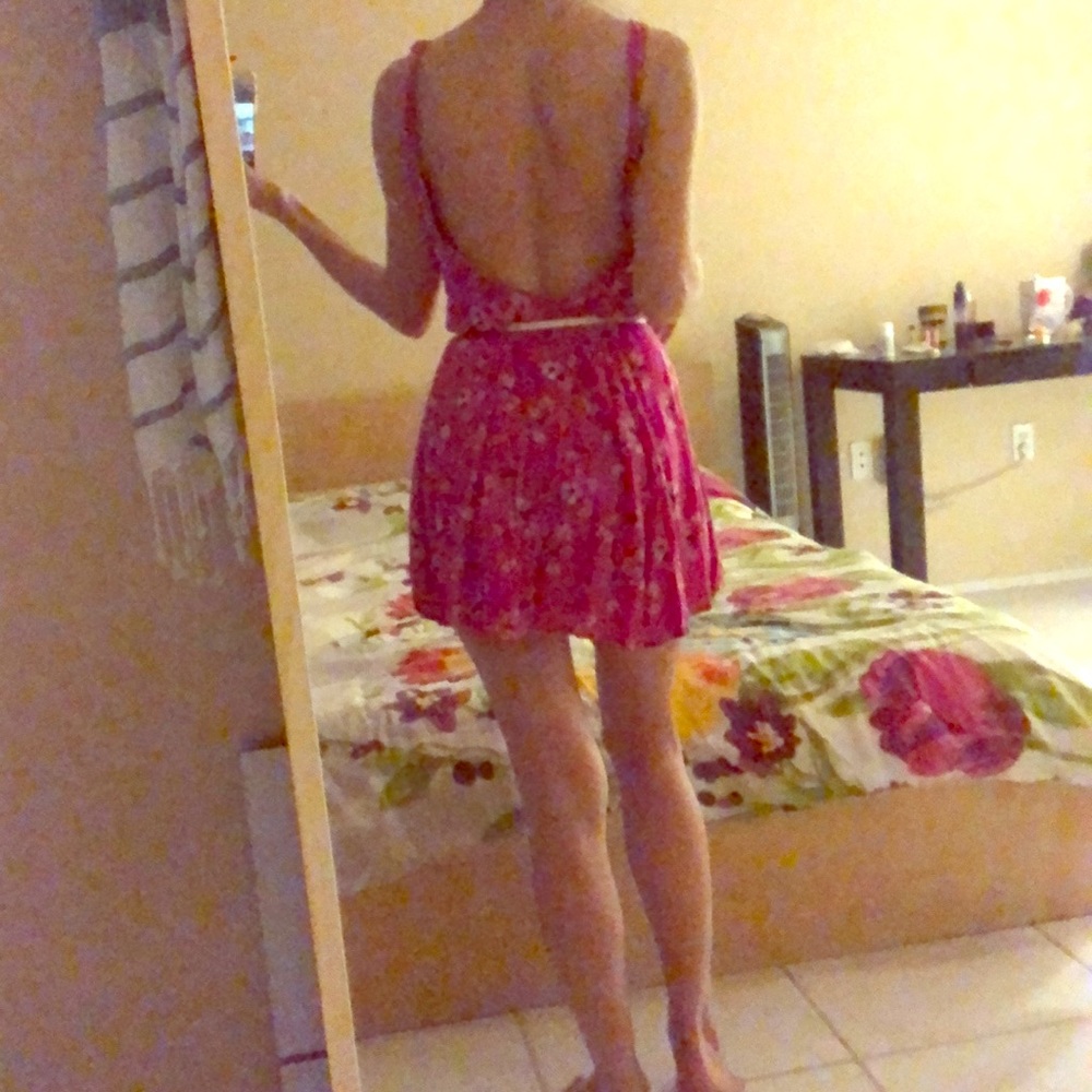 Pink floral dress, XS